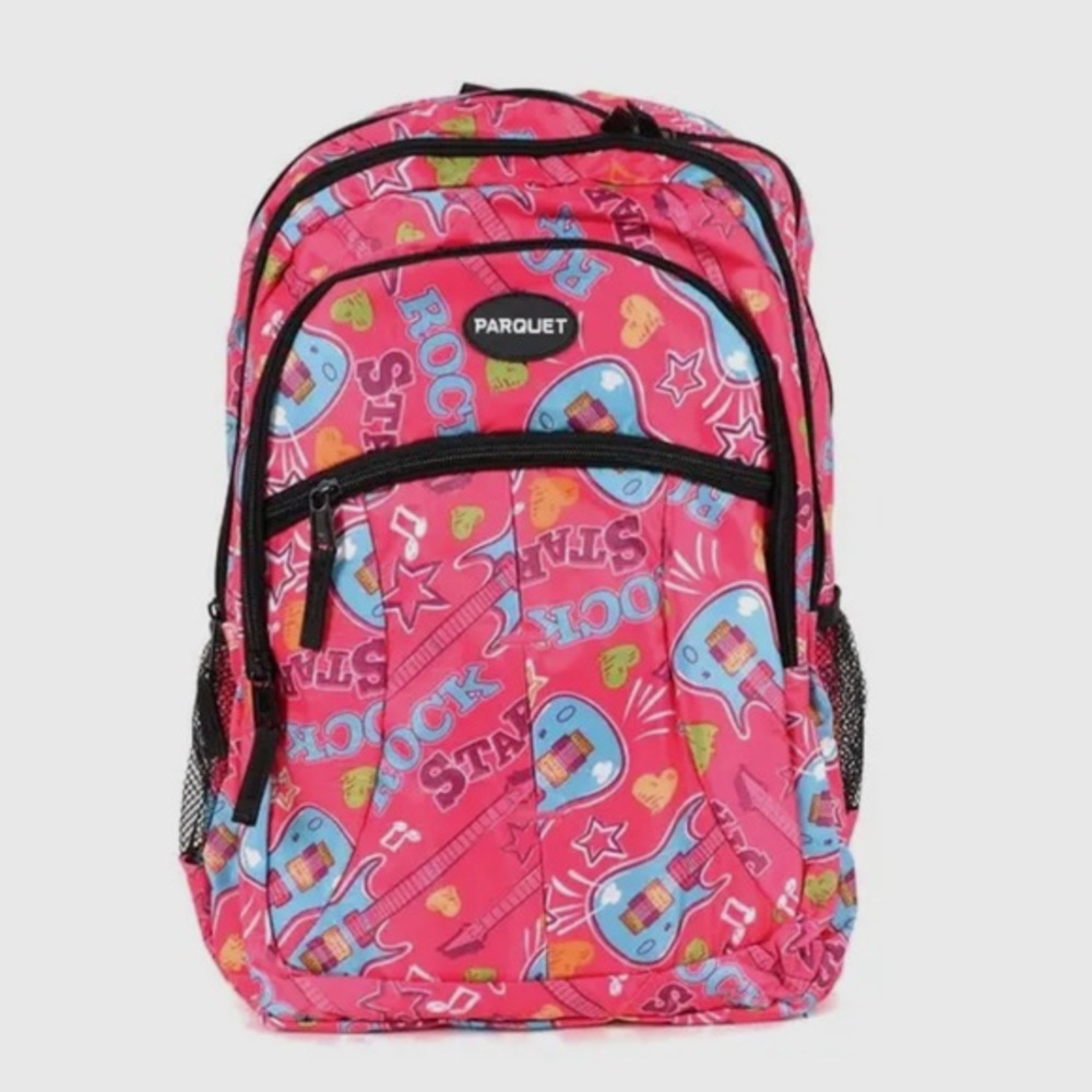 Pink Rockstar Guitar Back to School Backpack